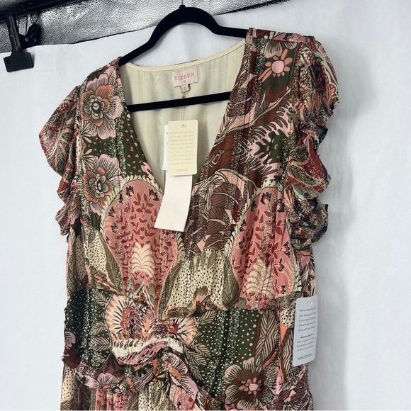 NWT Ciebon Elegant Floral Maxi Dress in Pink and Green - Picture 6 of 16
